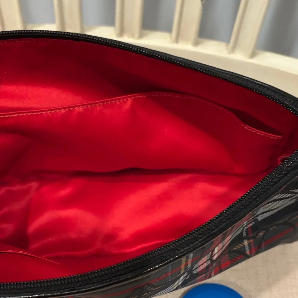 Coach Y2K Poppy Tartan Plaid Cosmetic Bag with Black Accents - Picture 3 of 7